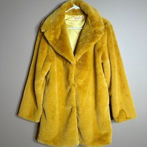 Medium Bright Yellow Faux Fur Coat